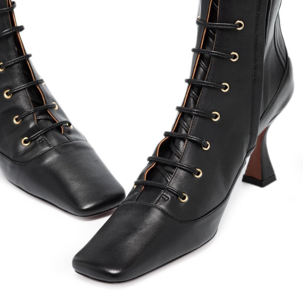 MANU ATELIER Xx Duck 80mm Leather Knee-high Boots In Black Sz 41/11 - Picture 3 of 14